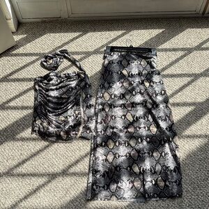 Snakeskin Print Skirt and Top Set